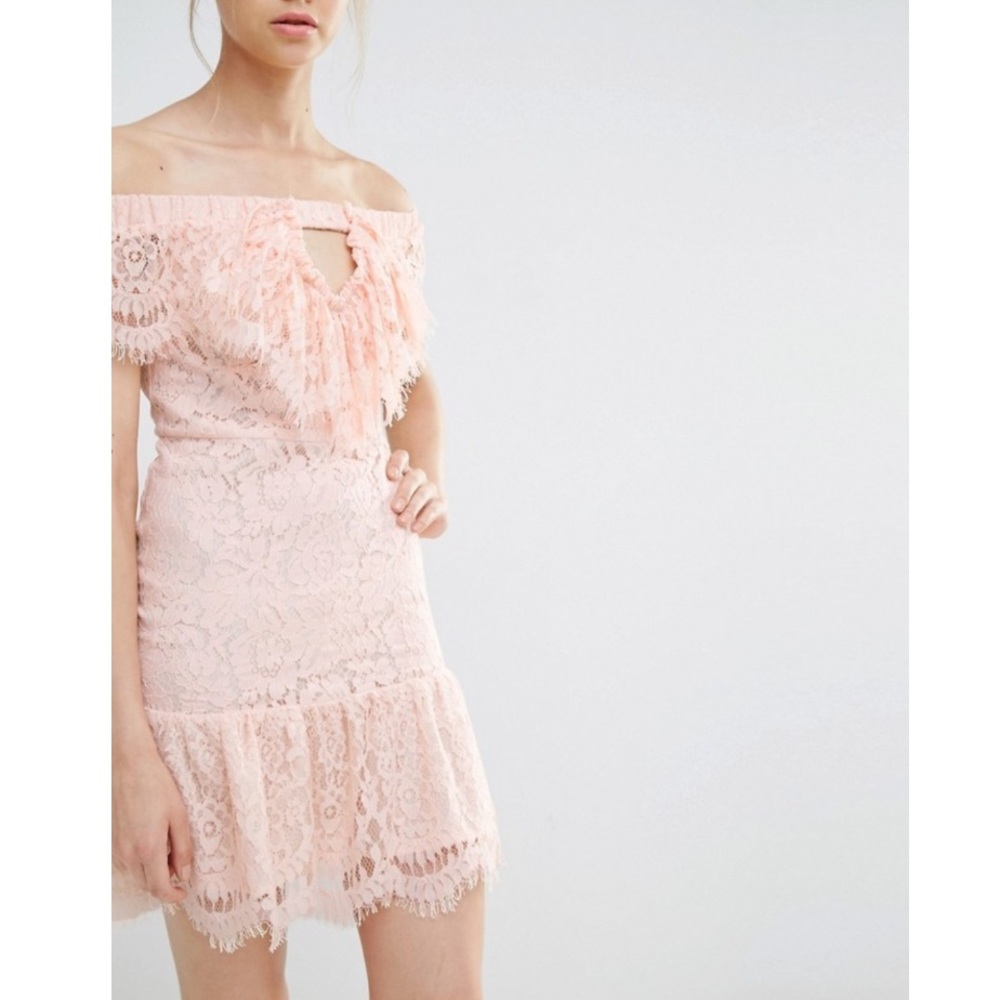 Endless Rose Pink Off Shoulder Lace Dress